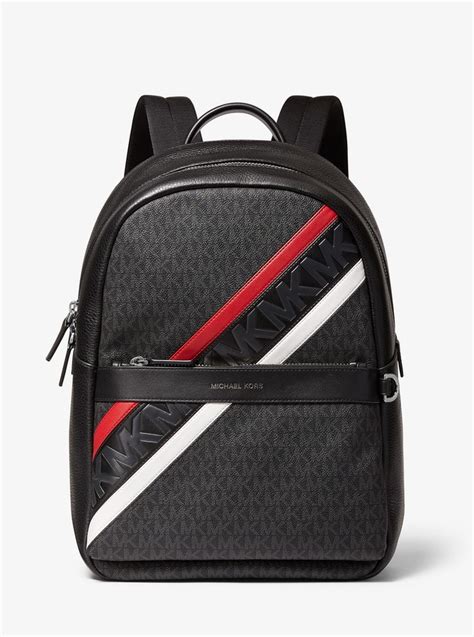 Greyson Striped Logo and Leather Backpack 